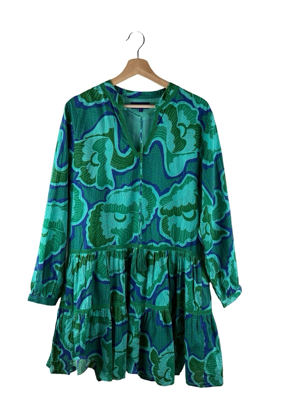 Ro's Garden Long Sleeve Shift Dress Size XL Green